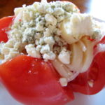 Tomato, Onion, and Hearts of Palm Salad with Bleu Cheese