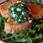Oven-Fried Tomatoes with Herb-Rolled Chèvre
