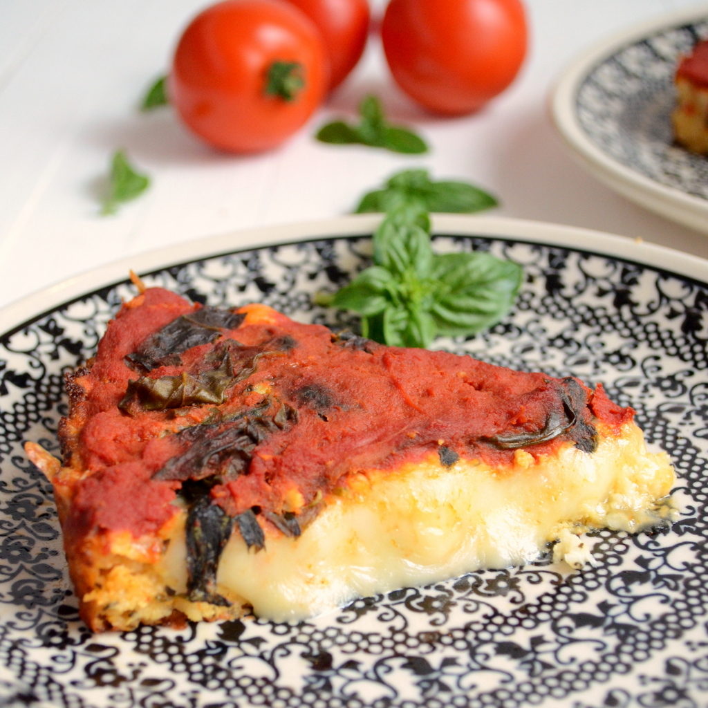 Light and Healthy Chicago Style PIzza with Cauliflower Crust