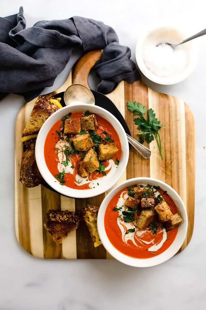 Dreamy Vegan Tomato Soup Grilled Cheese