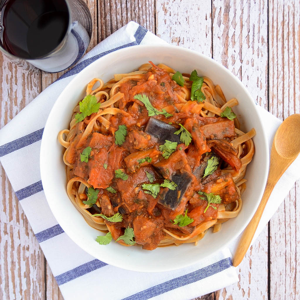 Eggplant Tomato Pasta