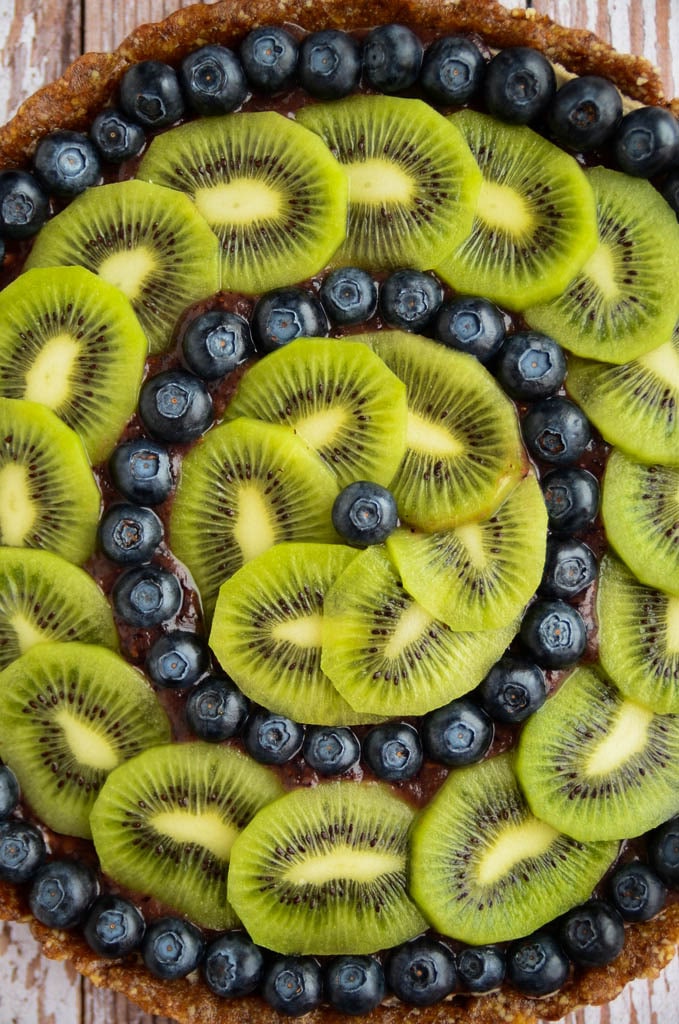 Raw Kiwi Blueberry Tart