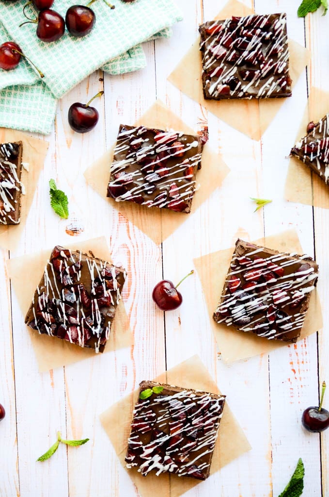 Double Chocolate Cherry Chunk Bars | Vegan + Gluten Free