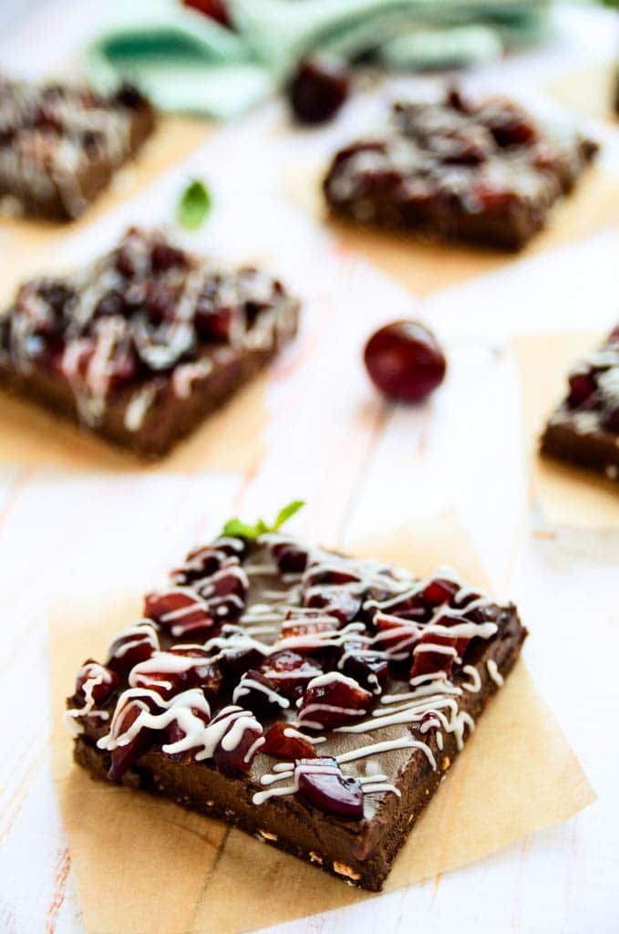 Double Chocolate Cherry Chunk Bars | Vegan + Gluten Free