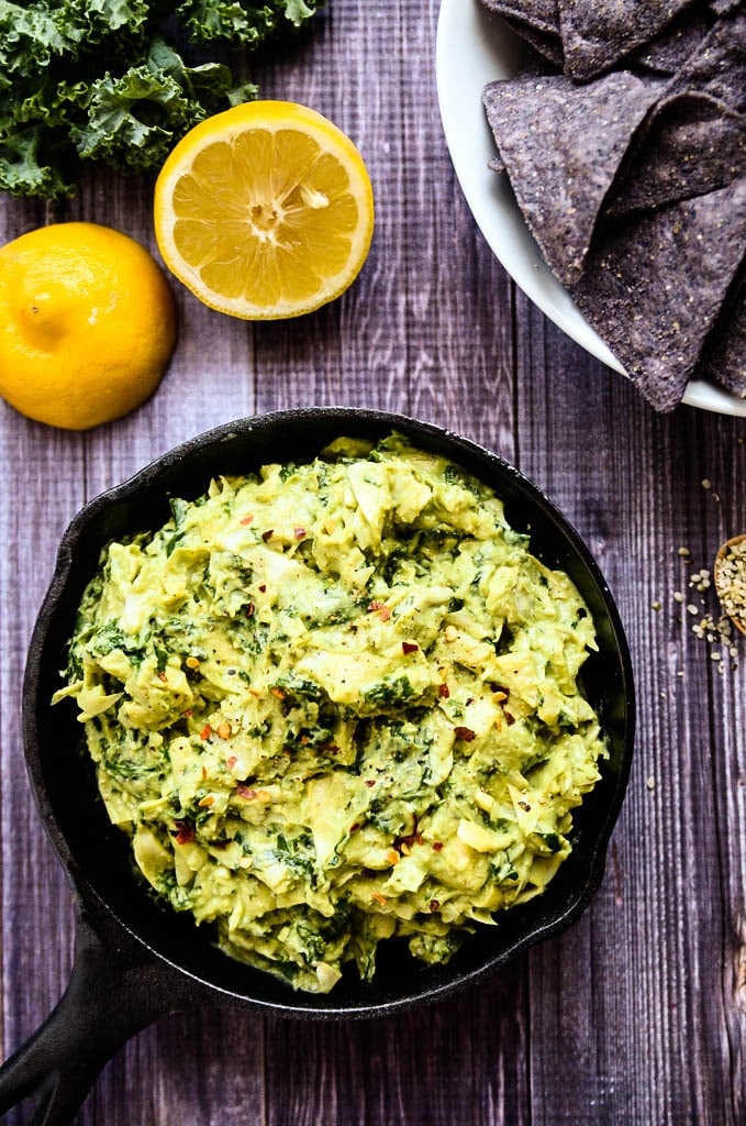 Creamy Avocado Artichoke + Kale Dip