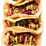 Crispy Cauliflower Tacos with Slaw & Avocado Cream