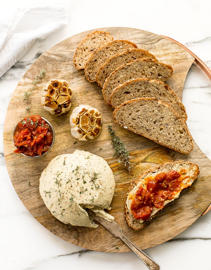 Herbed Vegan Cashew Cheese with Spicy Tomato Jam