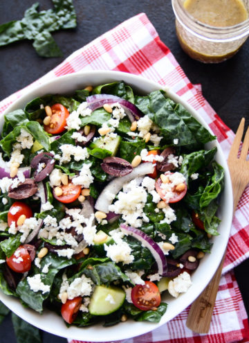 Vegan Green Salad with Kale & Cauliflower Feta