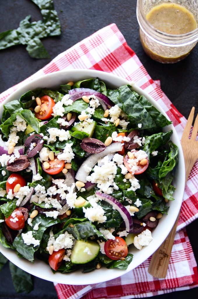 Vegan Green Salad with Kale & Cauliflower Feta