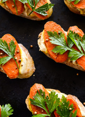 Curried Carrot & Lemony Hummus Crostini