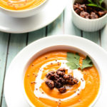 Carrot, Lentil & Squash Soup with Walnut Croutons