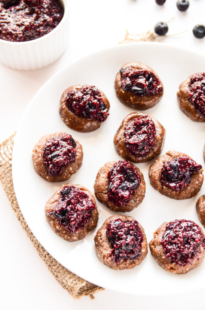 Raw Blueberry Chia Jam Thumbprint Cookies