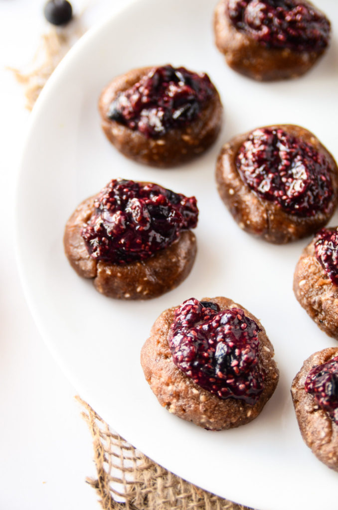 Raw Blueberry Chia Jam Thumbprint Cookies