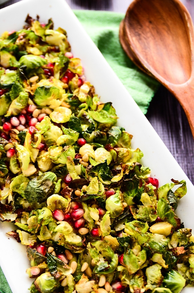 Crispy Brussels Sprout Salad with Pomegranate Seeds
