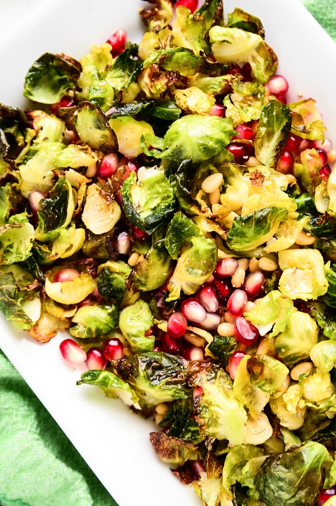 Crispy Brussels Sprout Salad with Pomegranate Seeds