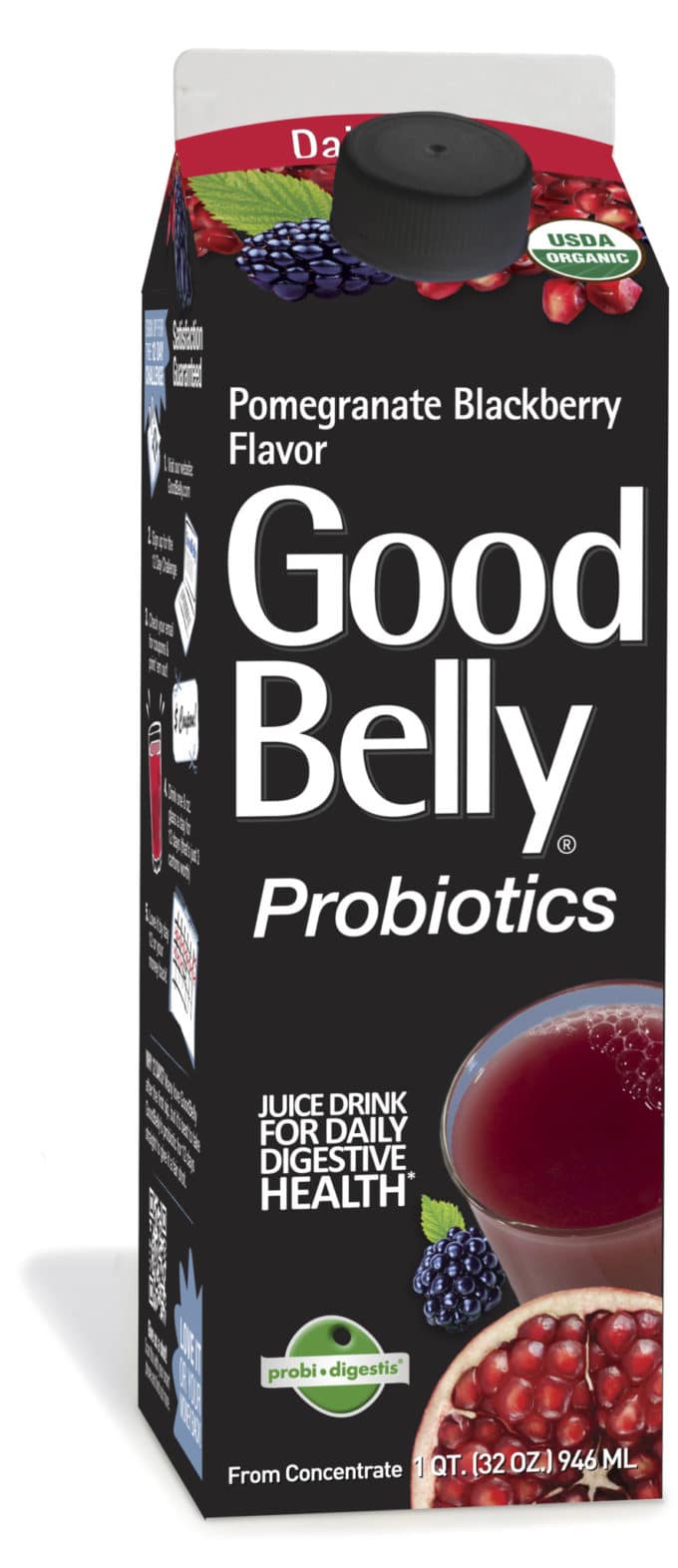 Good Belly Probiotics Pomegranate Blackberry Flavor Juice Drink 1 Qt Carton