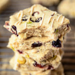 Cranberry & Pistachio Shortbread with Almond Icing
