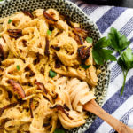 Creamy Carbonara Pasta with Shiitake Bacon | vegan, gf