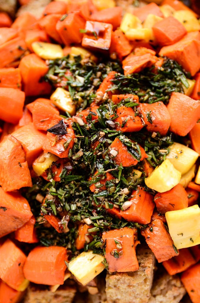 Root Vegetable Panzanella with Balsamic-Herb Dressing