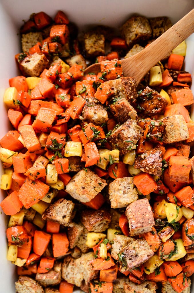 Root Vegetable Panzanella with Balsamic-Herb Dressing