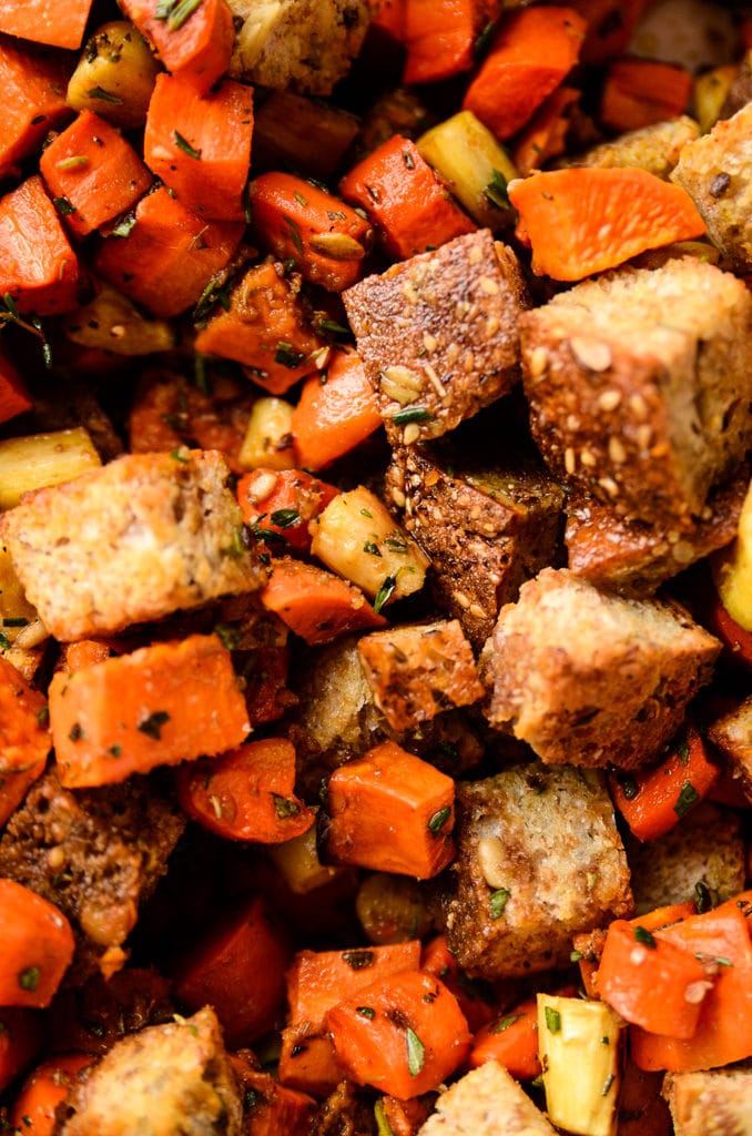 Root Vegetable Panzanella Salad with Balsamic-Herb Vinaigrette