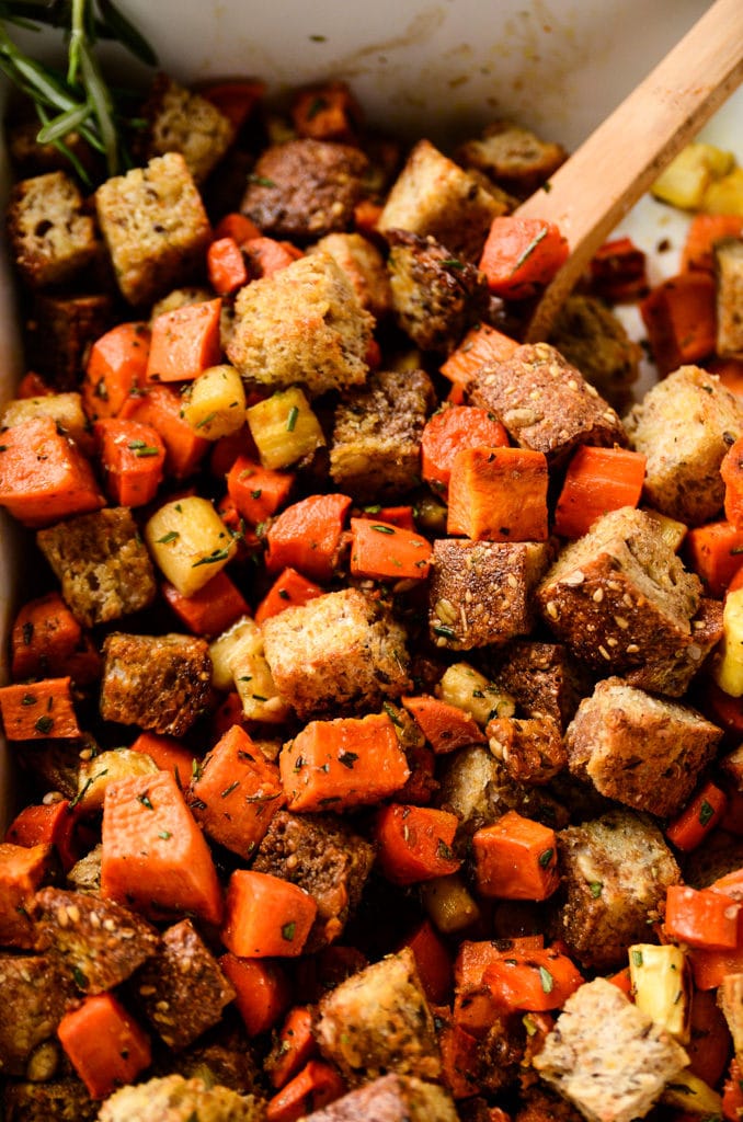 Root Vegetable Panzanella Salad with Balsamic-Herb Vinaigrette