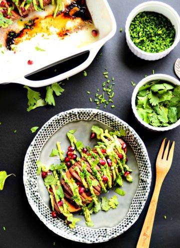 7-Ingredient Hasselback Sweet Potatoes with Avocado Aioli