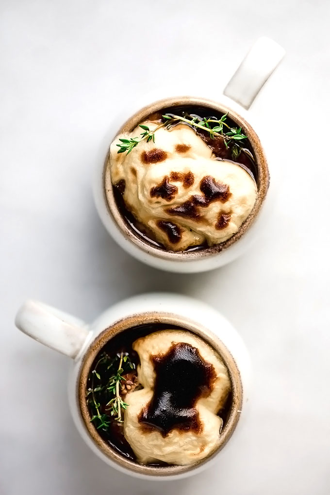 Vegan French Onion Soup Crocks