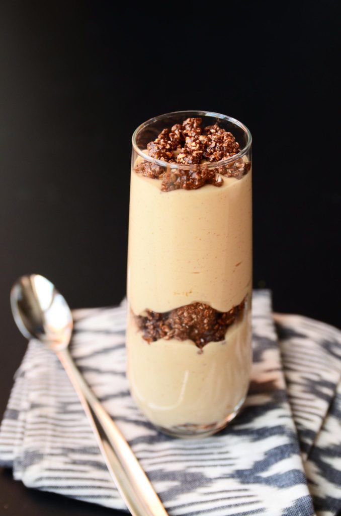 Peanut Butter Mousse and Chocolate Crumble Parfait #VEGAN