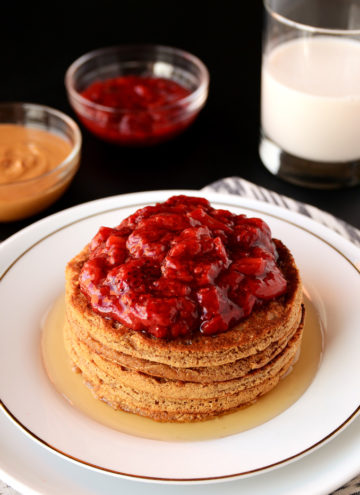 Peanut Butter & Jelly Oat Pancakes (vegan, gluten-free)