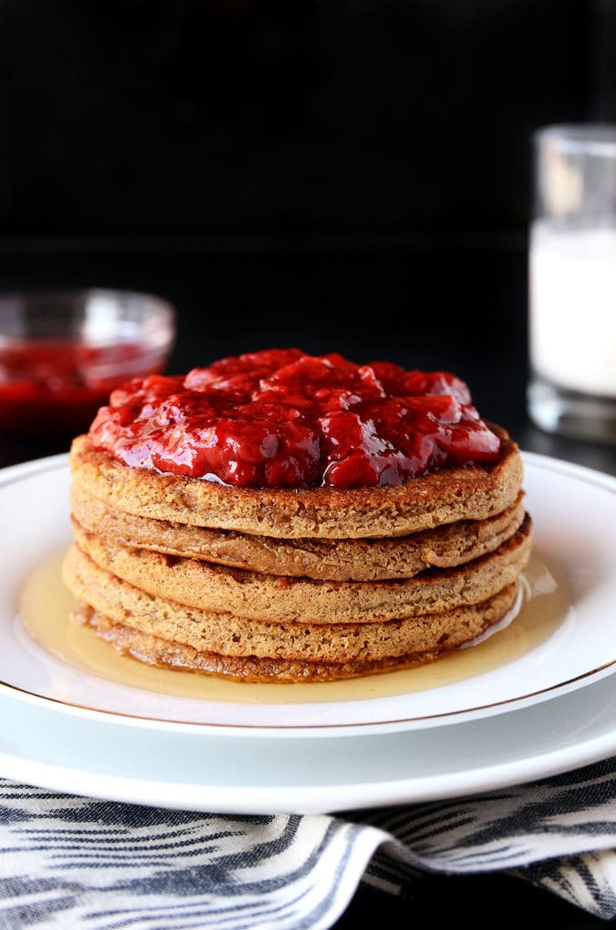 Peanut Butter & Jelly Oat Pancakes (vegan, gluten-free)