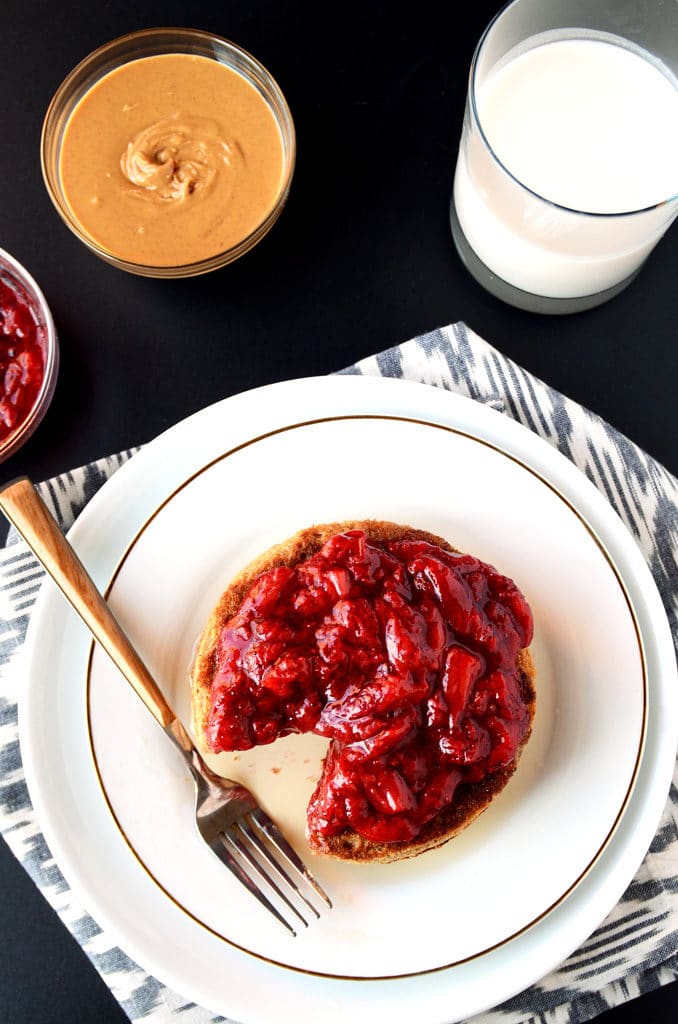 Peanut Butter & Jelly Oat Pancakes (vegan, gluten-free)