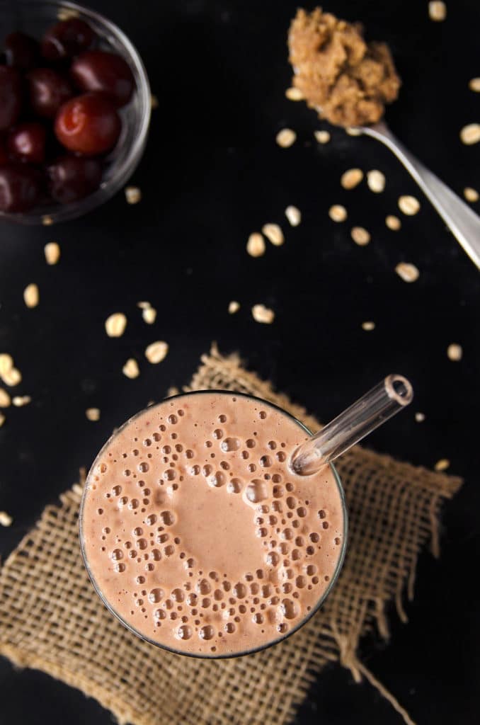 Cherry, Oat & Almond Butter Smoothie (vegan, gf)