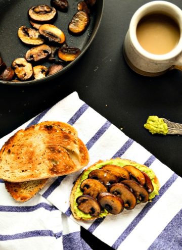 Smashed Avocado and Sauteed Mushroom Toast