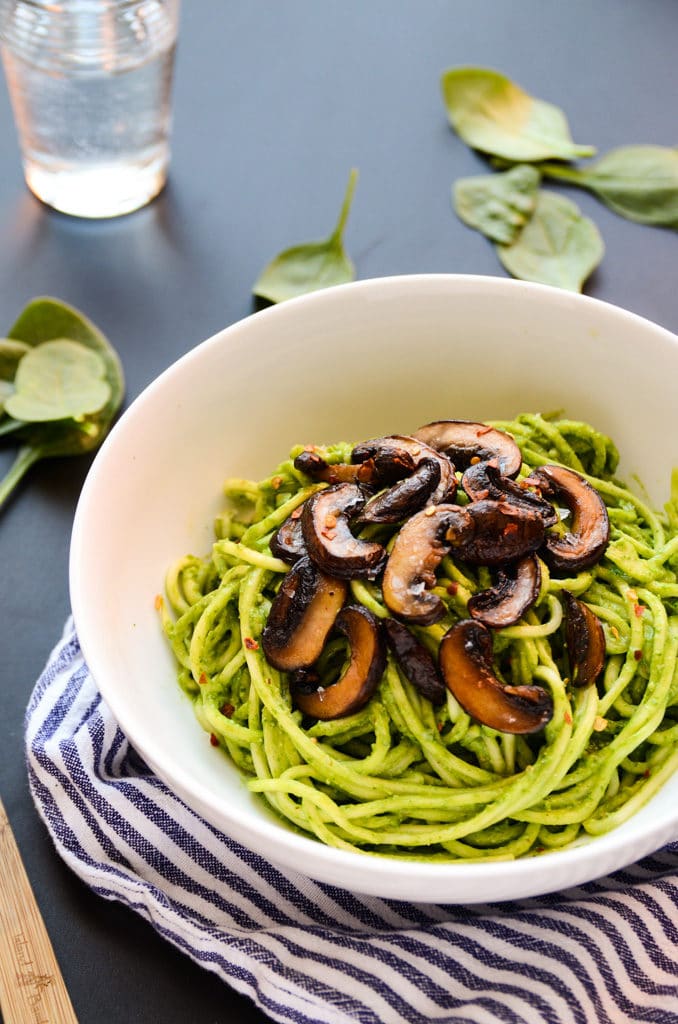 Lean Green Avocado-Spinach Pesto Pasta (vegan, gluten-free)