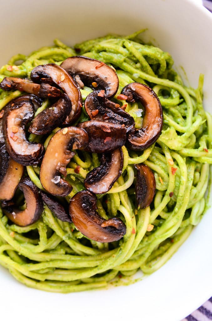 Lean Green Avocado-Spinach Pesto Pasta (vegan, gluten-free)