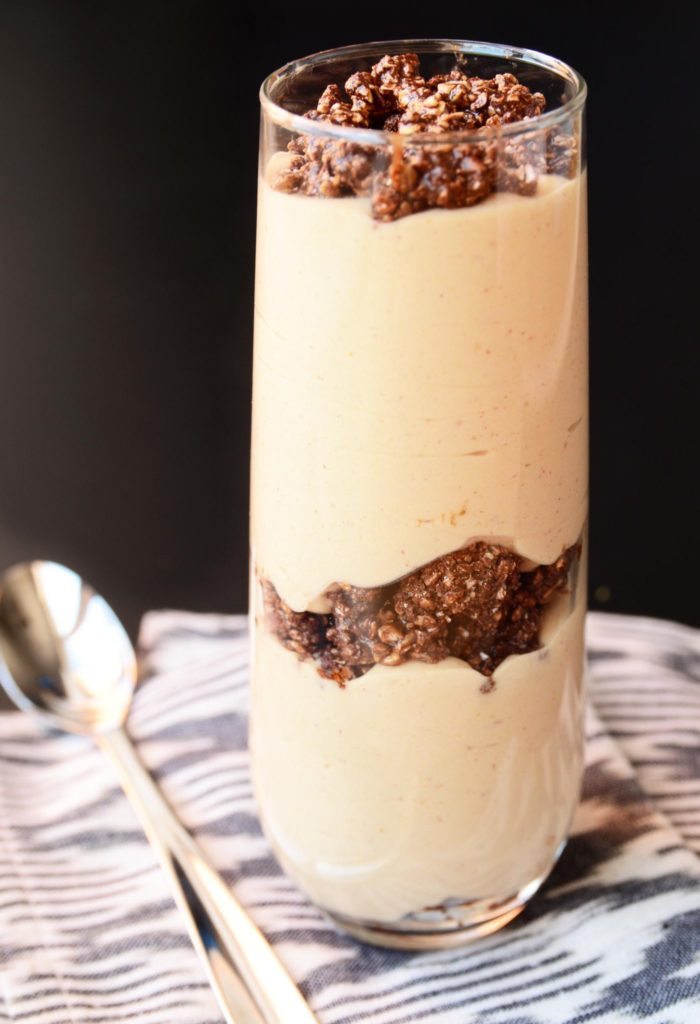 Peanut Butter Mousse and Chocolate Crumble Parfait by Blissful Basil #VEGAN