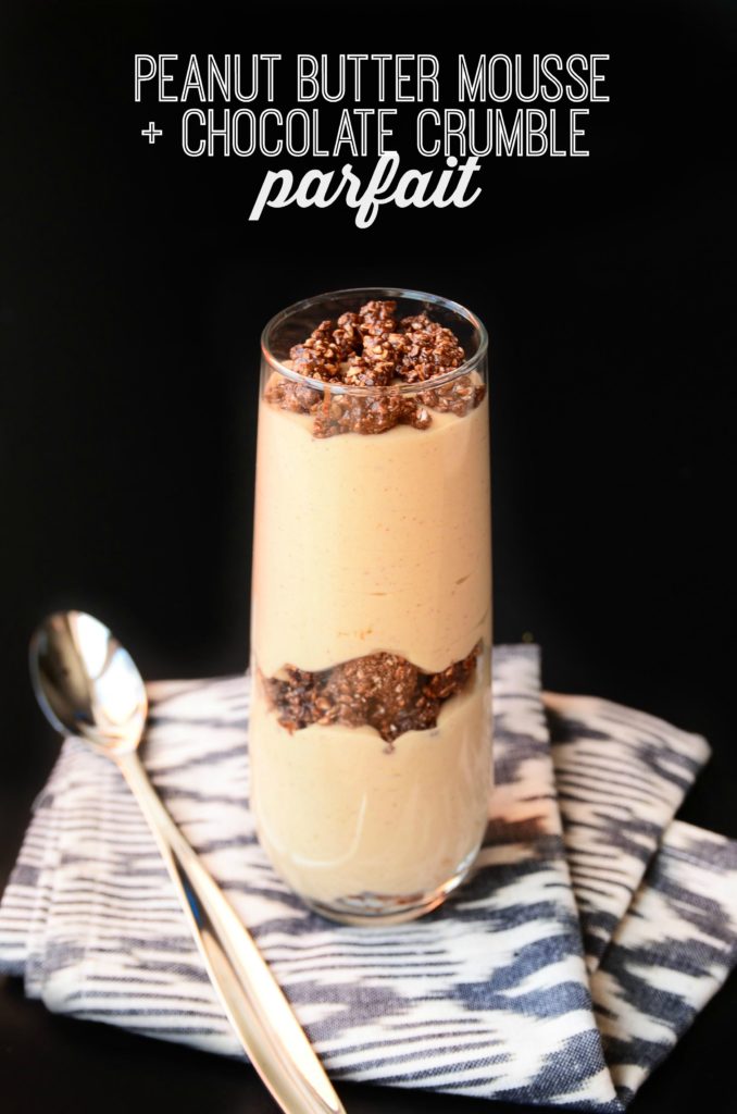 Peanut Butter Mousse and Chocolate Crumble Parfait by Blissful Basil #VEGAN