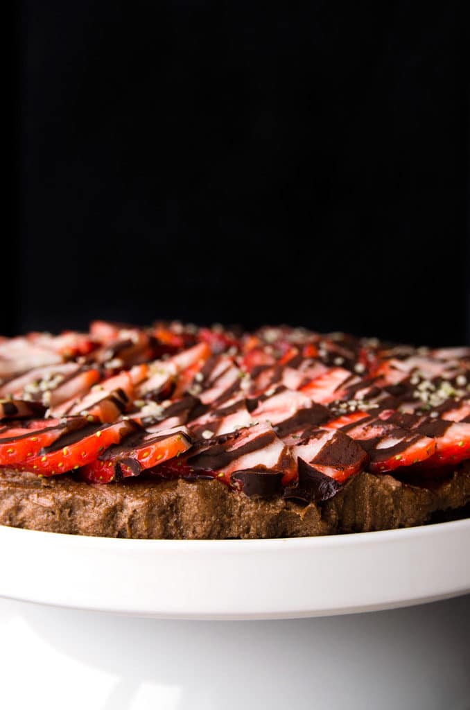 Triple-Chocolate and Strawberry Cheesecake (vegan, gluten-free)