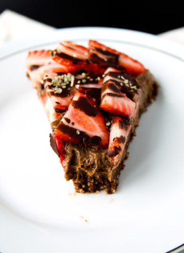 Triple-Chocolate and Strawberry Cheesecake (vegan, gluten-free)