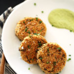 Crispy Quinoa Cauliflower Cakes with Herbed Brazil Nut Cream