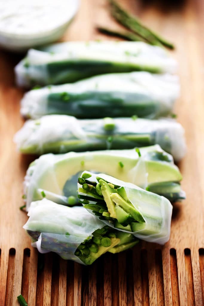 Spring Green Vegetable Rolls with Herbed Tzatziki