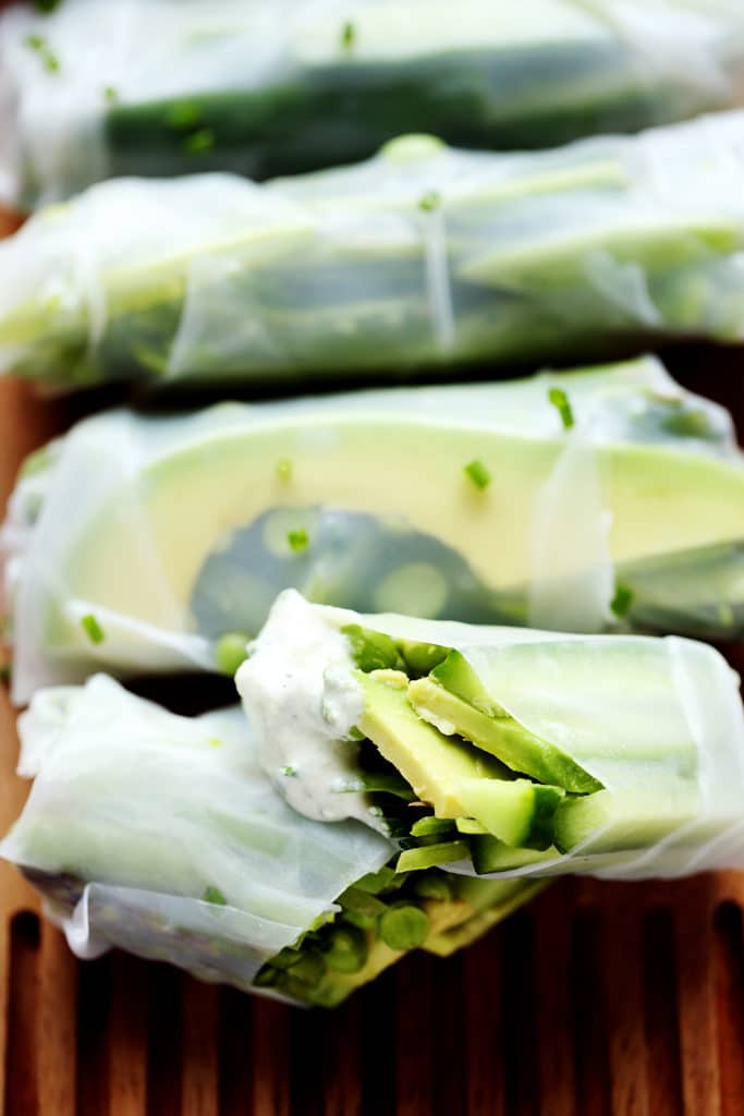 Spring Green Vegetable Rolls with Herbed Tzatziki