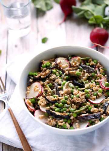 Spring Farro Salad with Roasted Garlic Vinaigrette