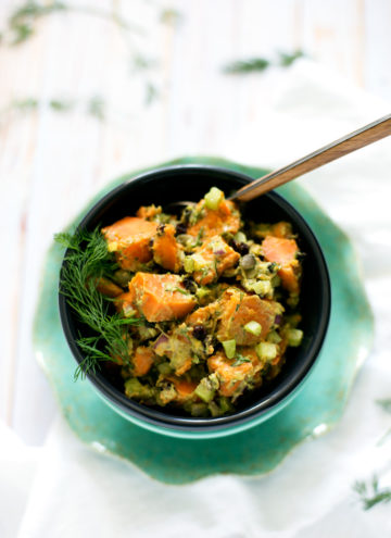 Sweet Potato Salad with Avocado Aioli| vegan, gluten-free