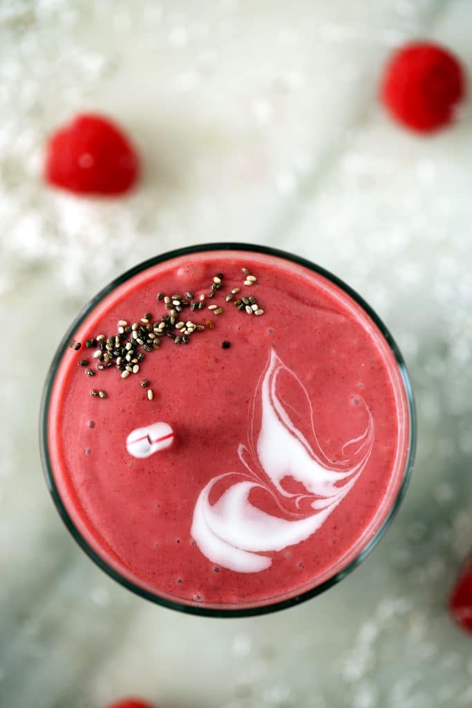 Rich & Creamy Vegan Raspberry, Coconut & Chia Shake