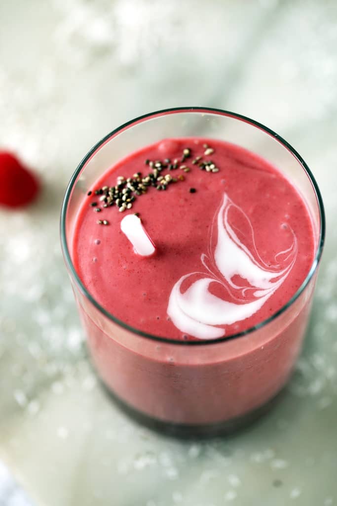 Rich & Creamy Vegan Raspberry, Coconut & Chia Shake