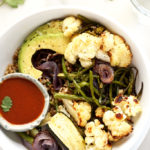 Roasted Vegetable Rainbow Bowl with Balsamic Brown Rice & Tangy BBQ Sauce | A simple and flavor-packed vegan meal!