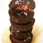 Dark Chocolate Strawberry Chia Jam Cups | These vegan, gluten-free, and paleo treats are made with homemade chocolate!