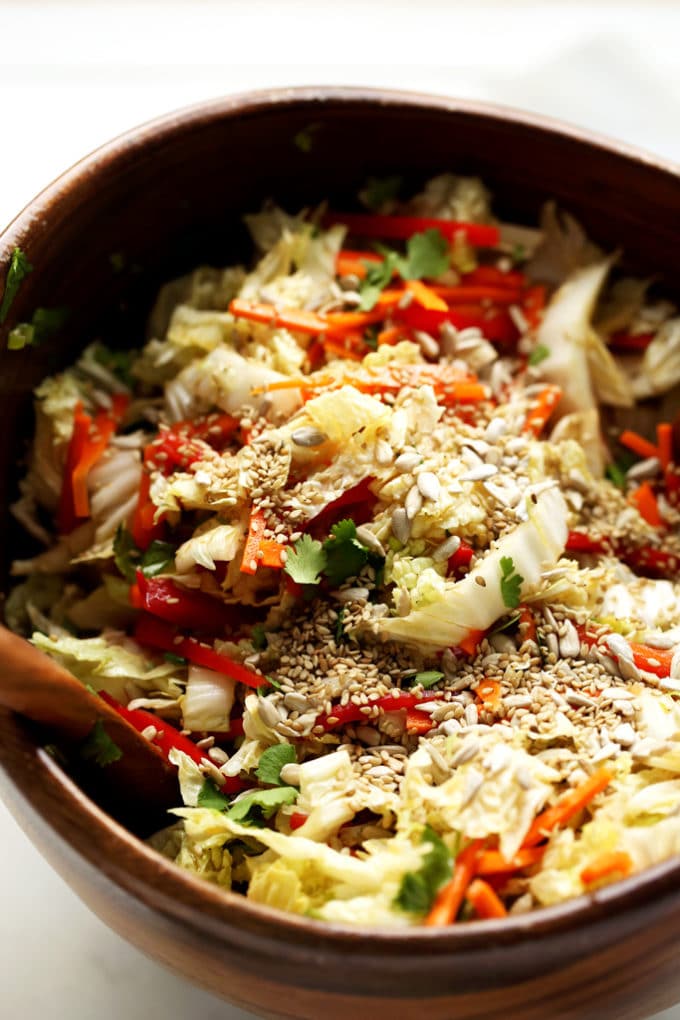 Napa Cabbage Salad with Sweet Tamari-Sesame Dressing - Blissful Basil